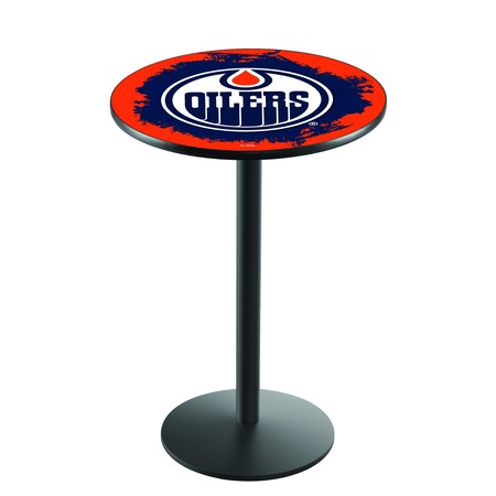 Holland Bar Stool Co 36" Blk Wrinkle Edmonton Oilers Pub Table L214B3628EdmOil